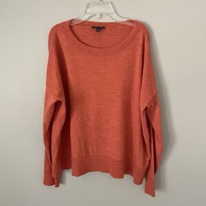 Eileen Fisher Size S Orange Drop Shoulder Merino Wool Sweater Top